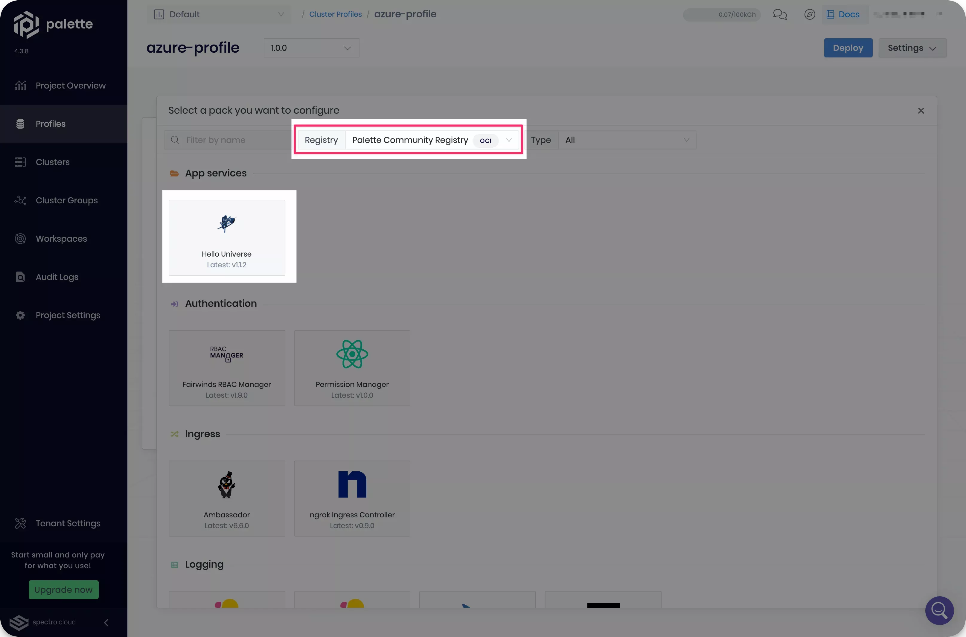 Screenshot of hello universe pack