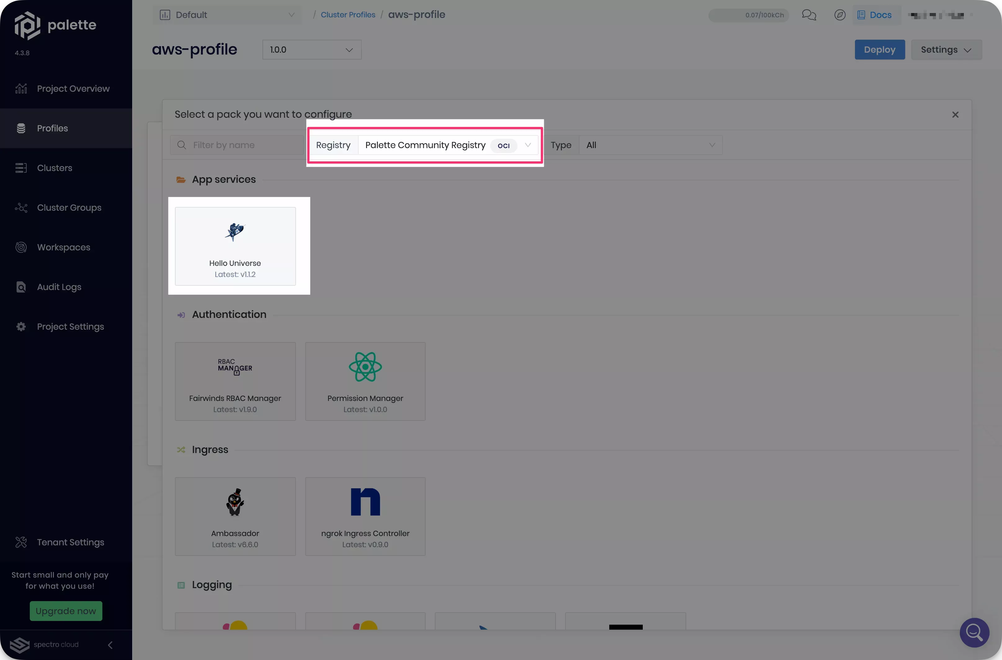 Screenshot of hello universe pack