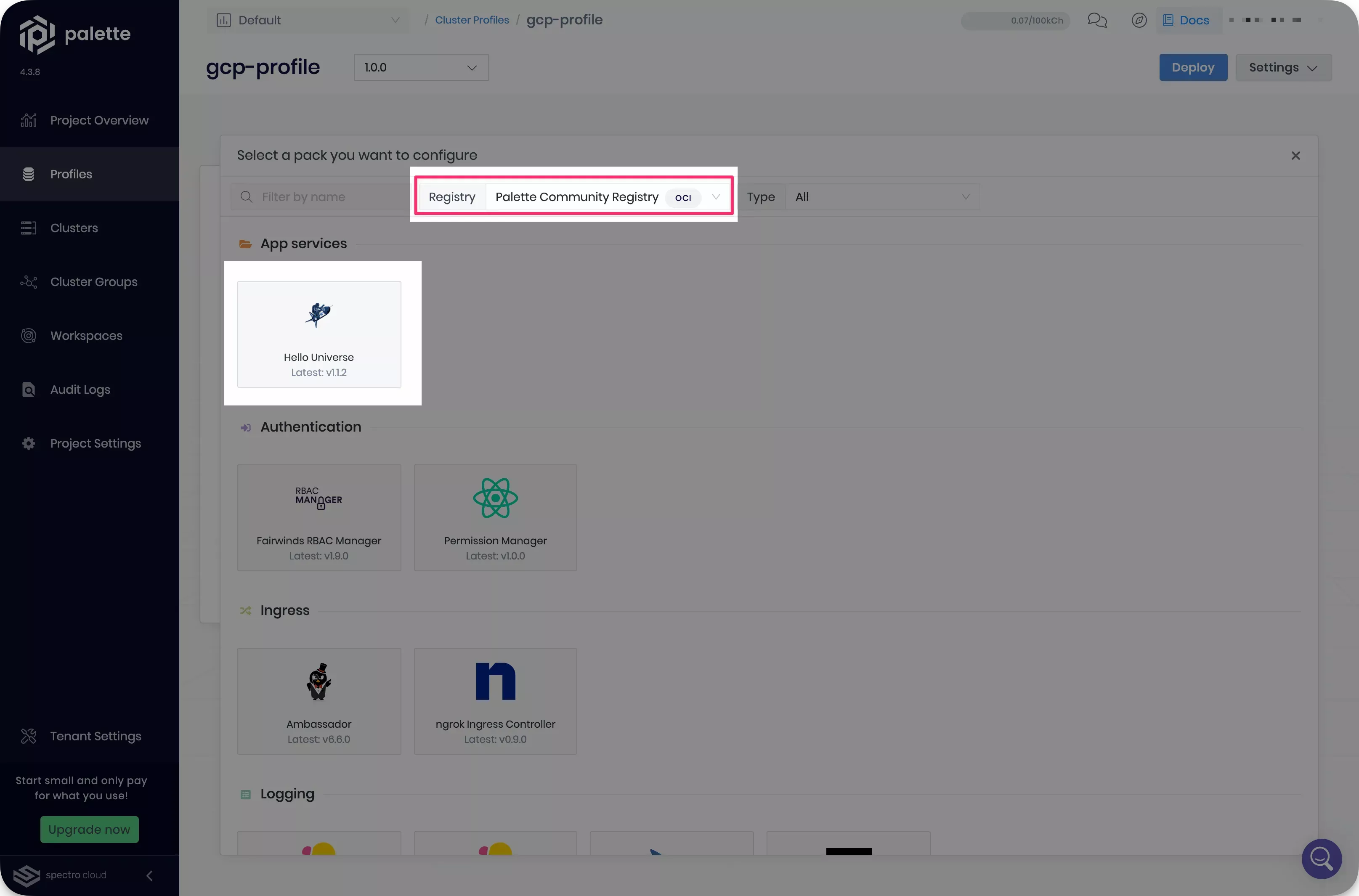 Screenshot of hello universe pack