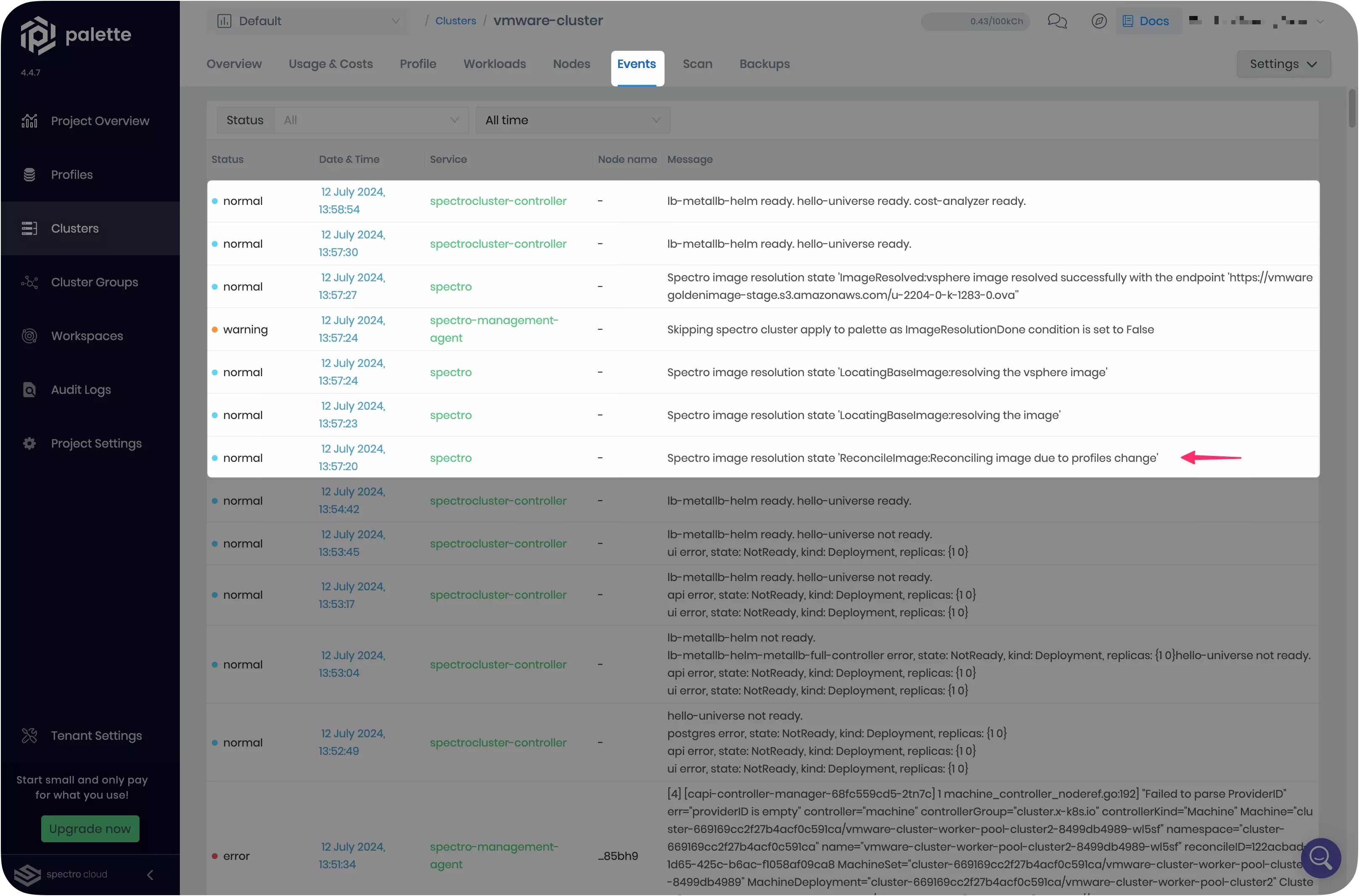 Image that shows the cluster profile reconciliation behavior
