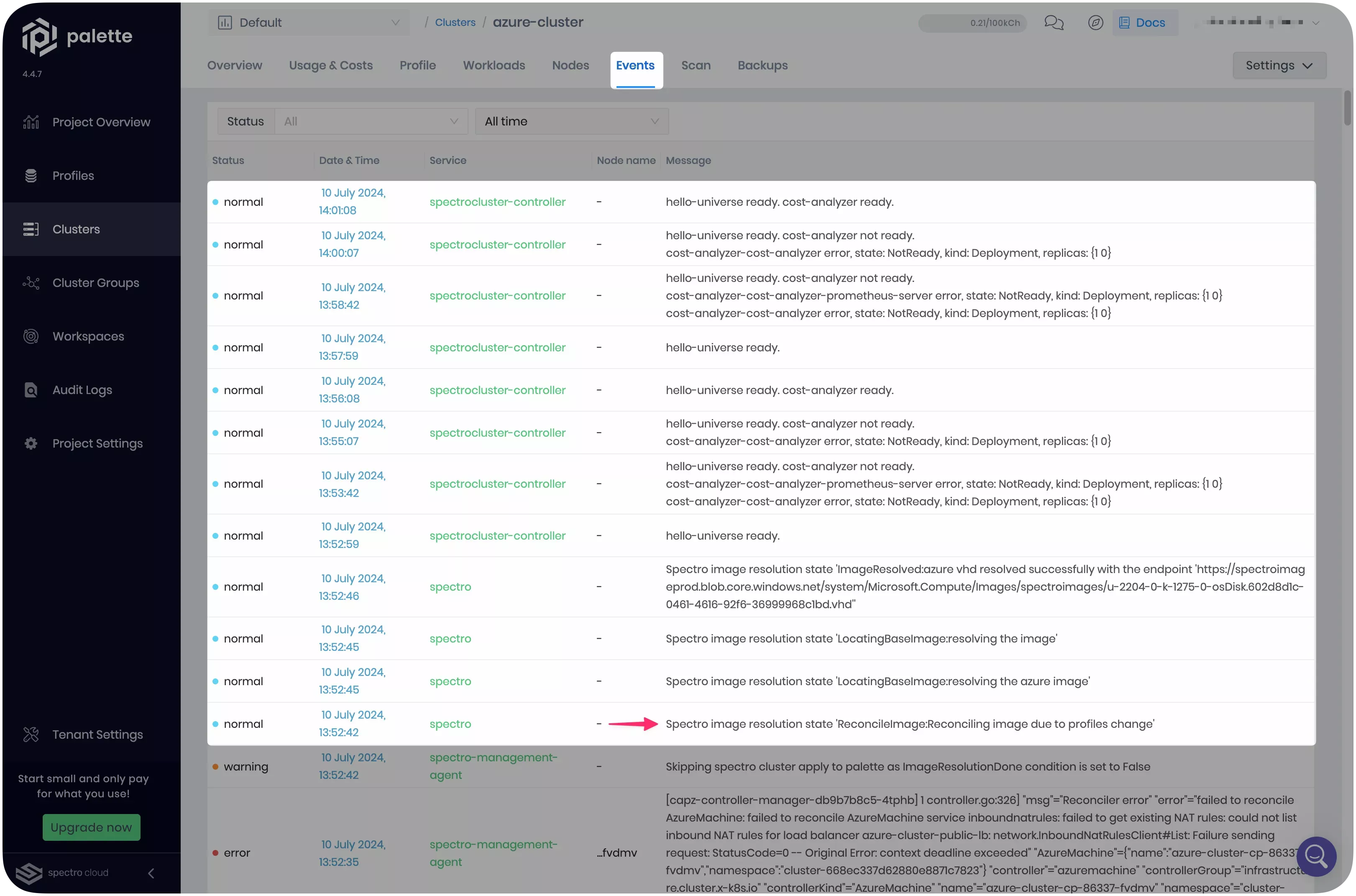 Image that shows the cluster profile reconciliation behavior