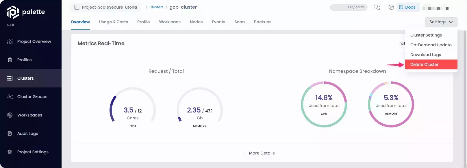 Delete cluster