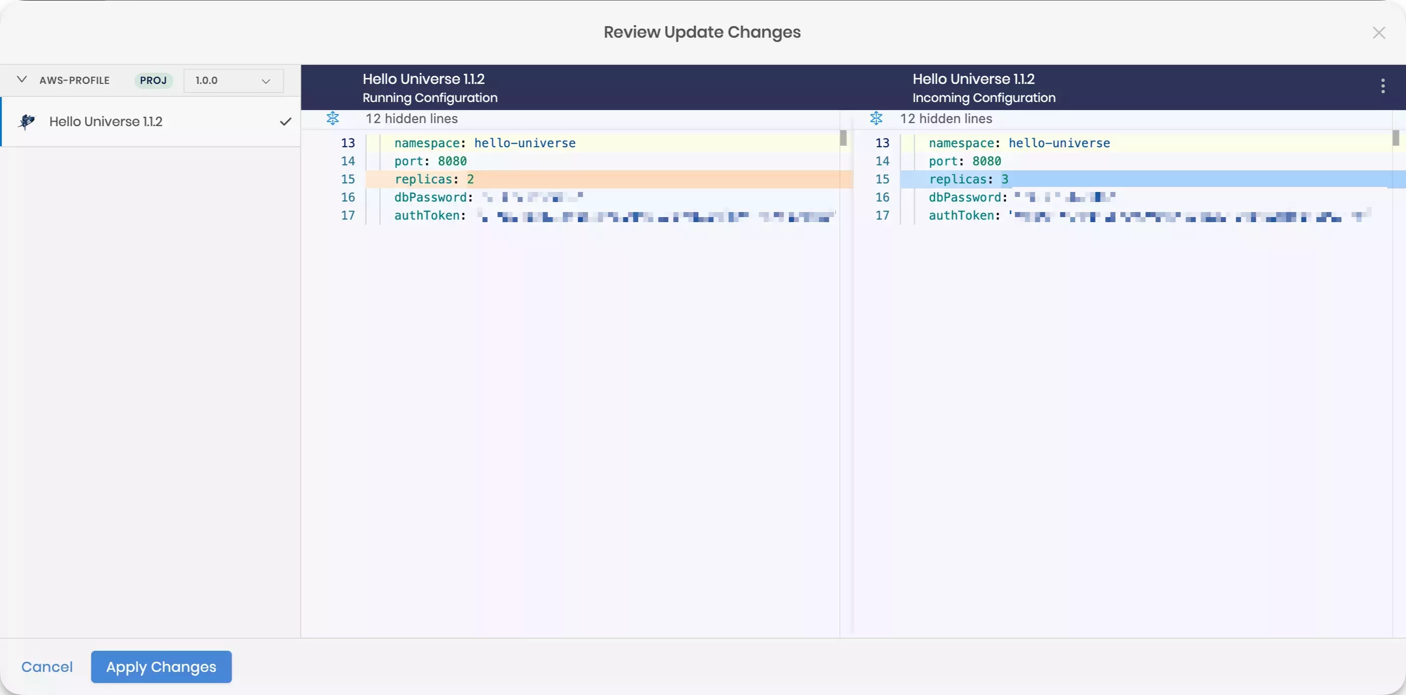 Image that shows the available updates dialog 