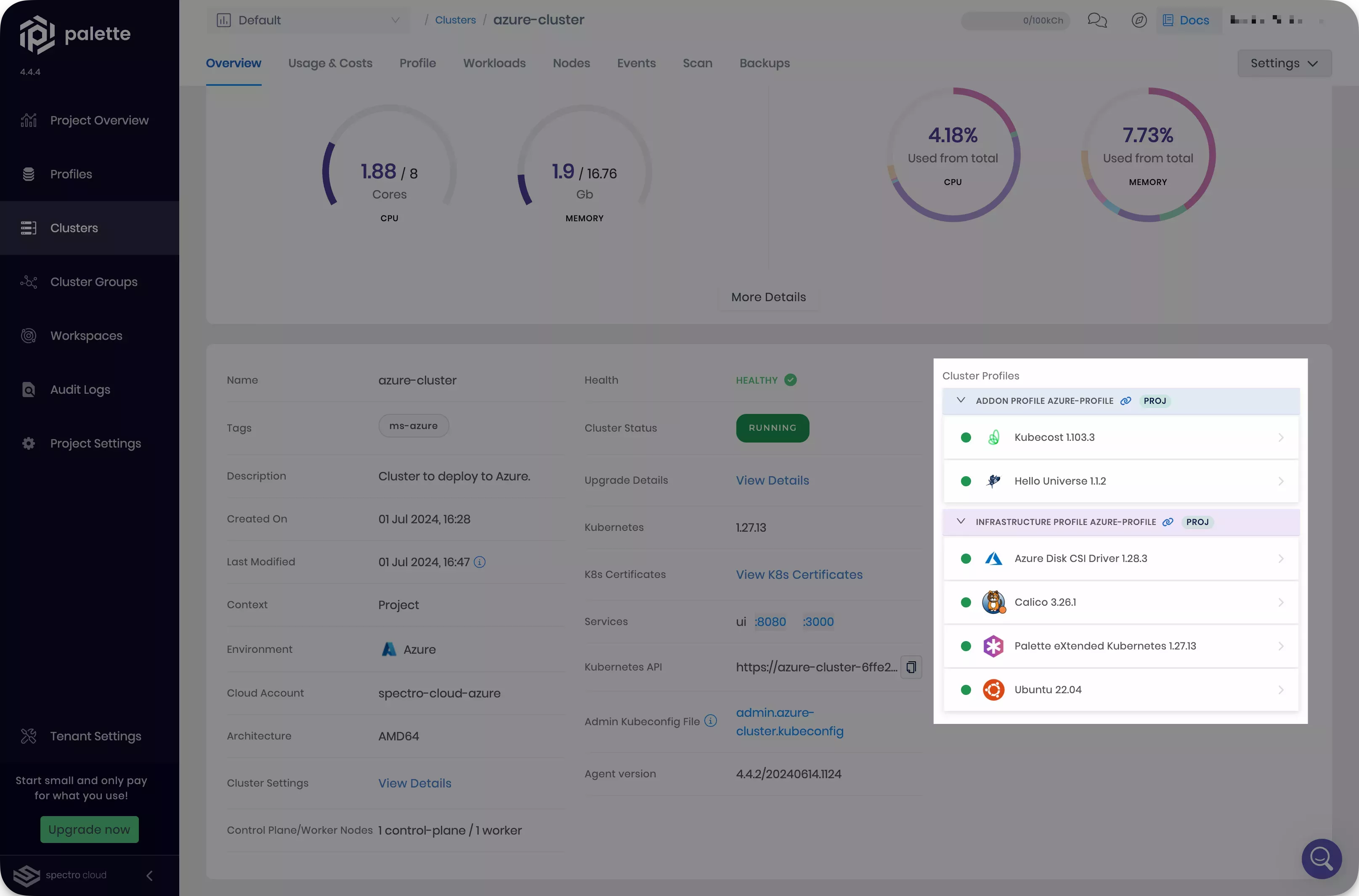 Image that shows completed cluster profile updates
